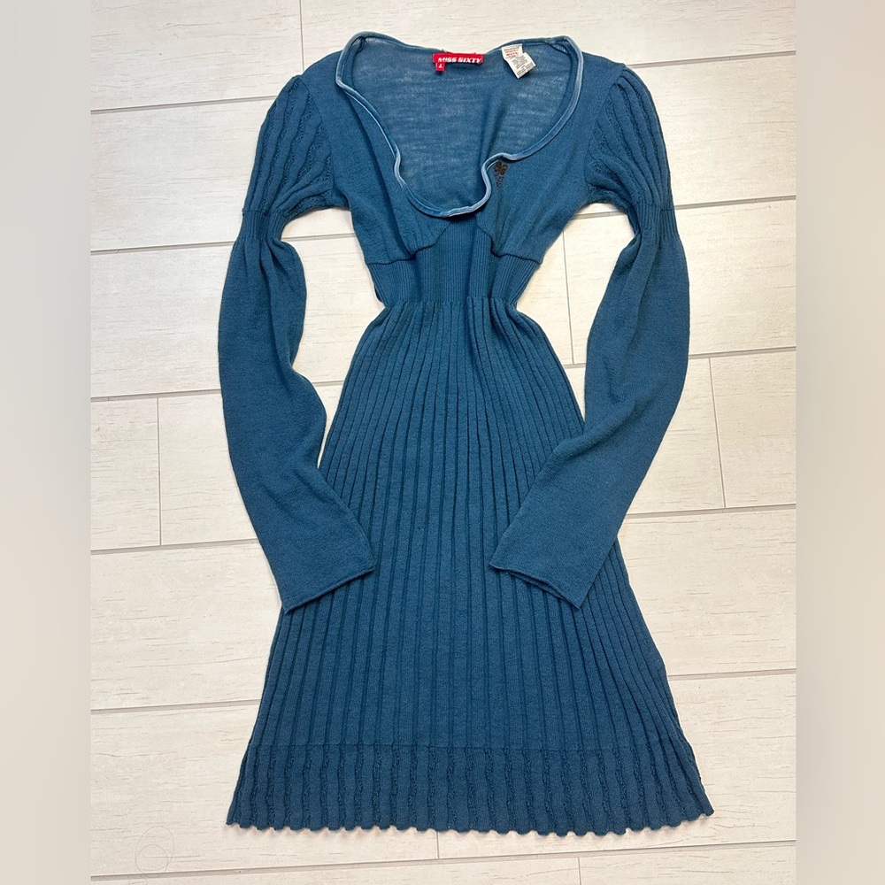 Miss Sixty Teal Long Sleeve Dress